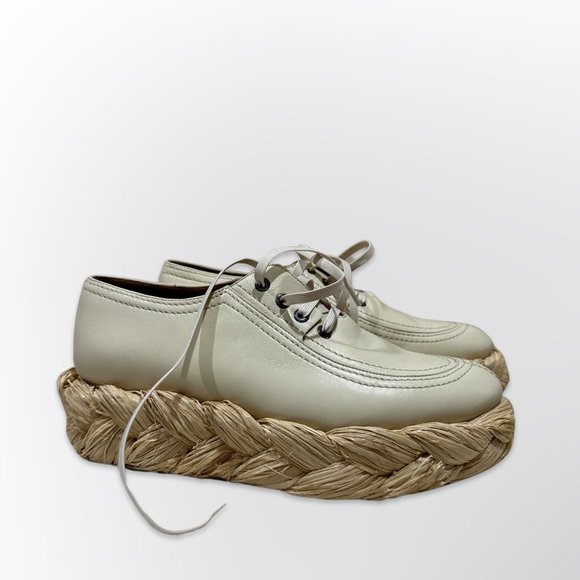 Iconic Clergerie Size 40 Chic Leather Lace-Up Espadrille Flats with braided base - Picture 6 of 9
